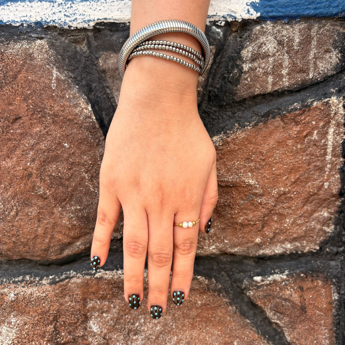Anillo Perlas Doradas