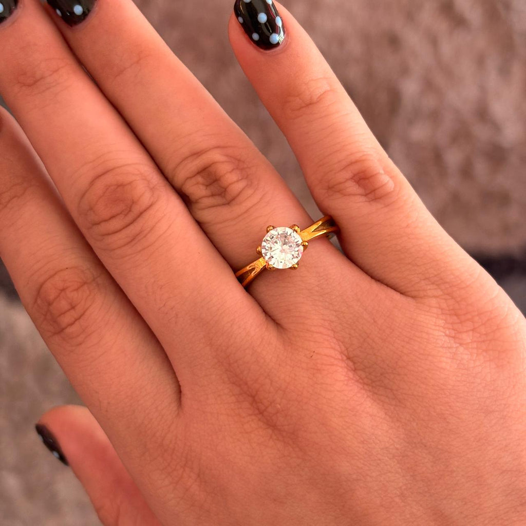 Anillo Solitario Cristal