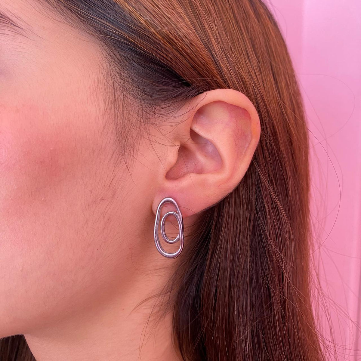 Aretes Doble Óvalo Orgánico