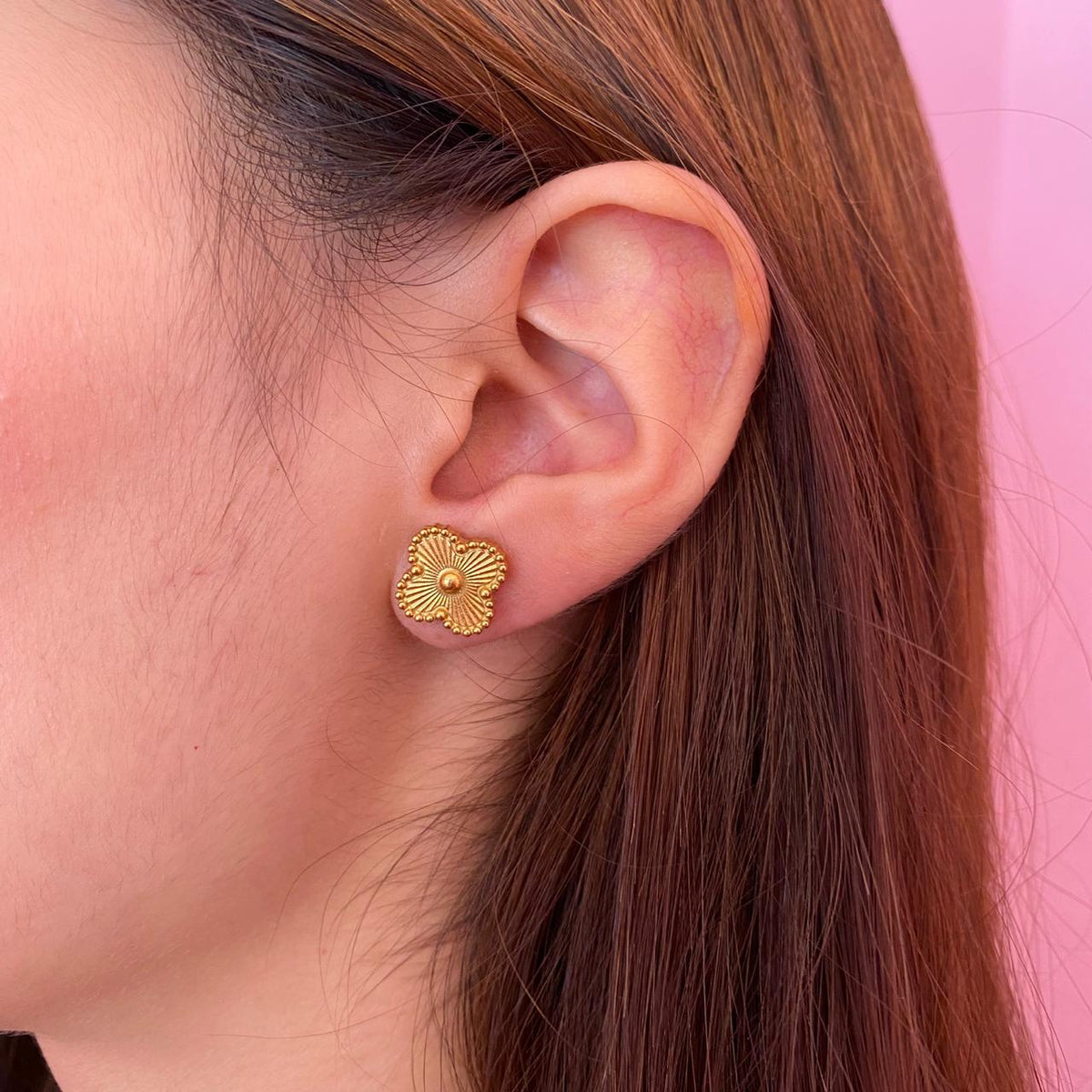 Aretes Trébol Texturizado