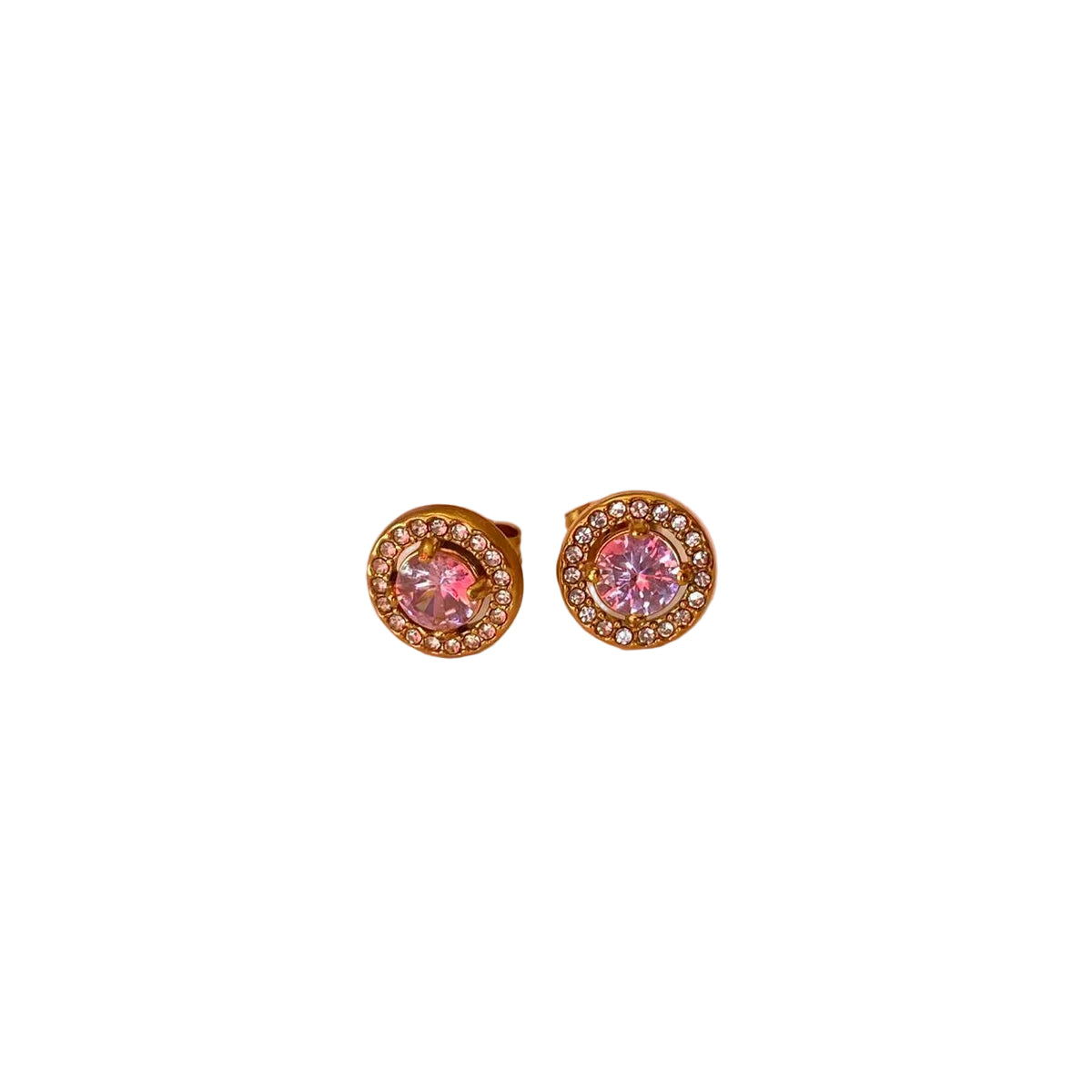 Aretes Círculo Rosa Halo