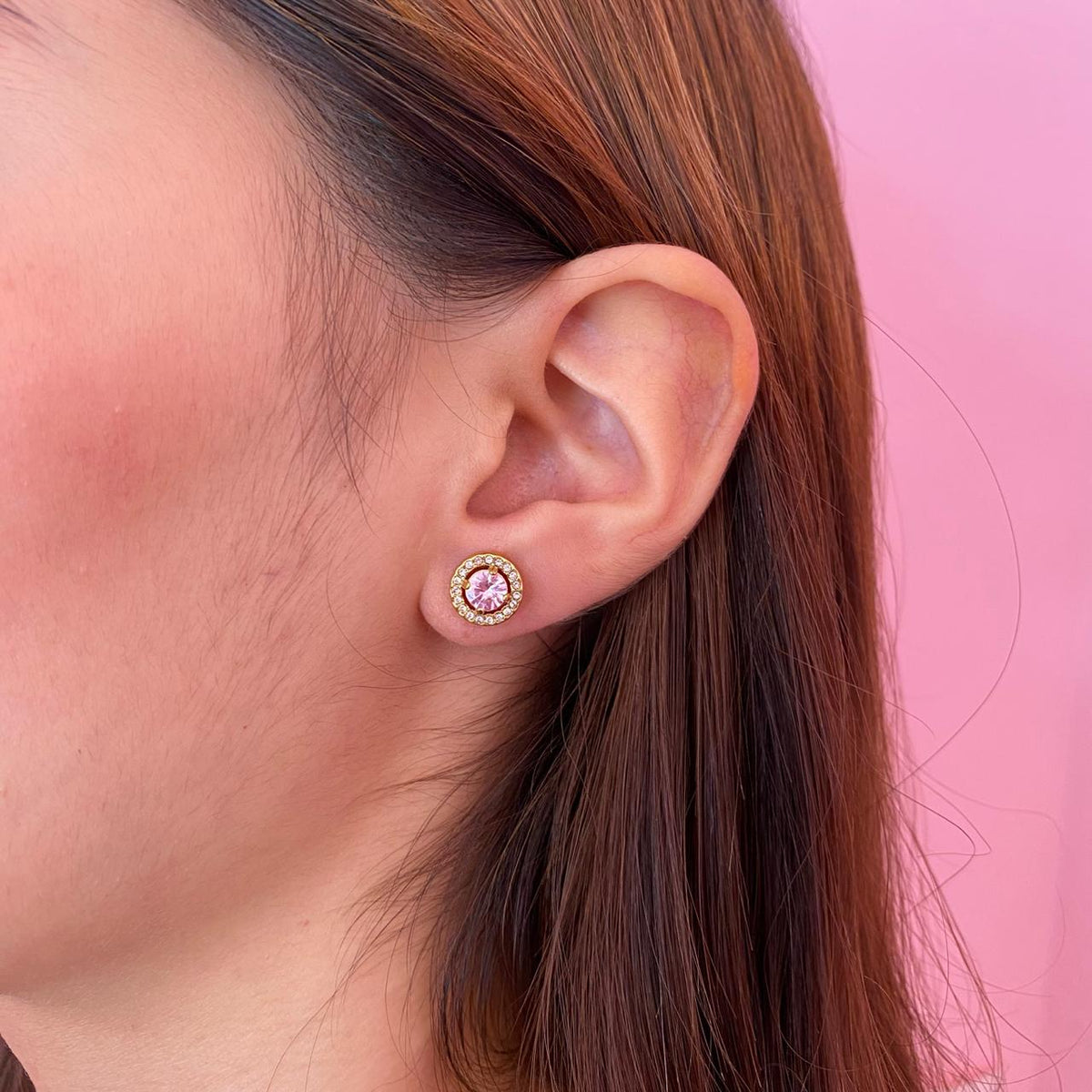 Aretes Círculo Rosa Halo