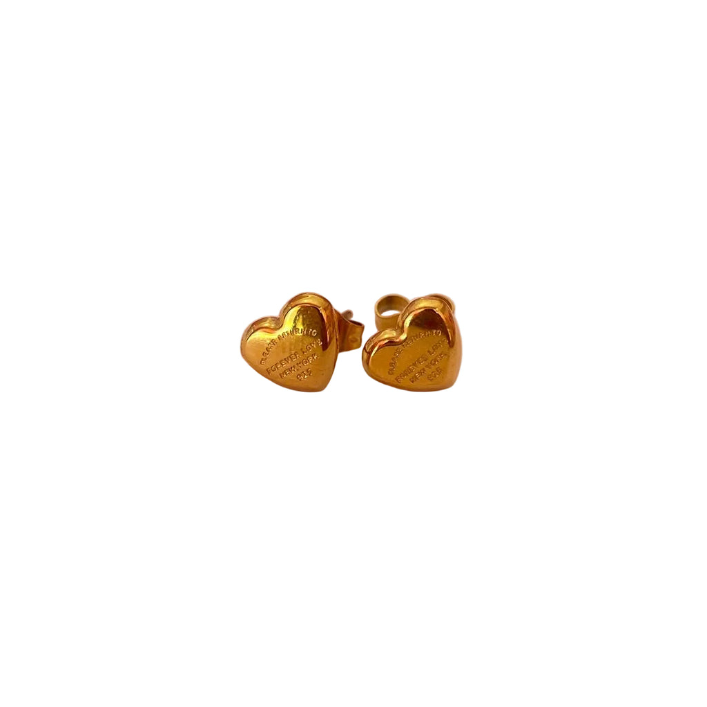 Aretes Corazón Grabado Oro