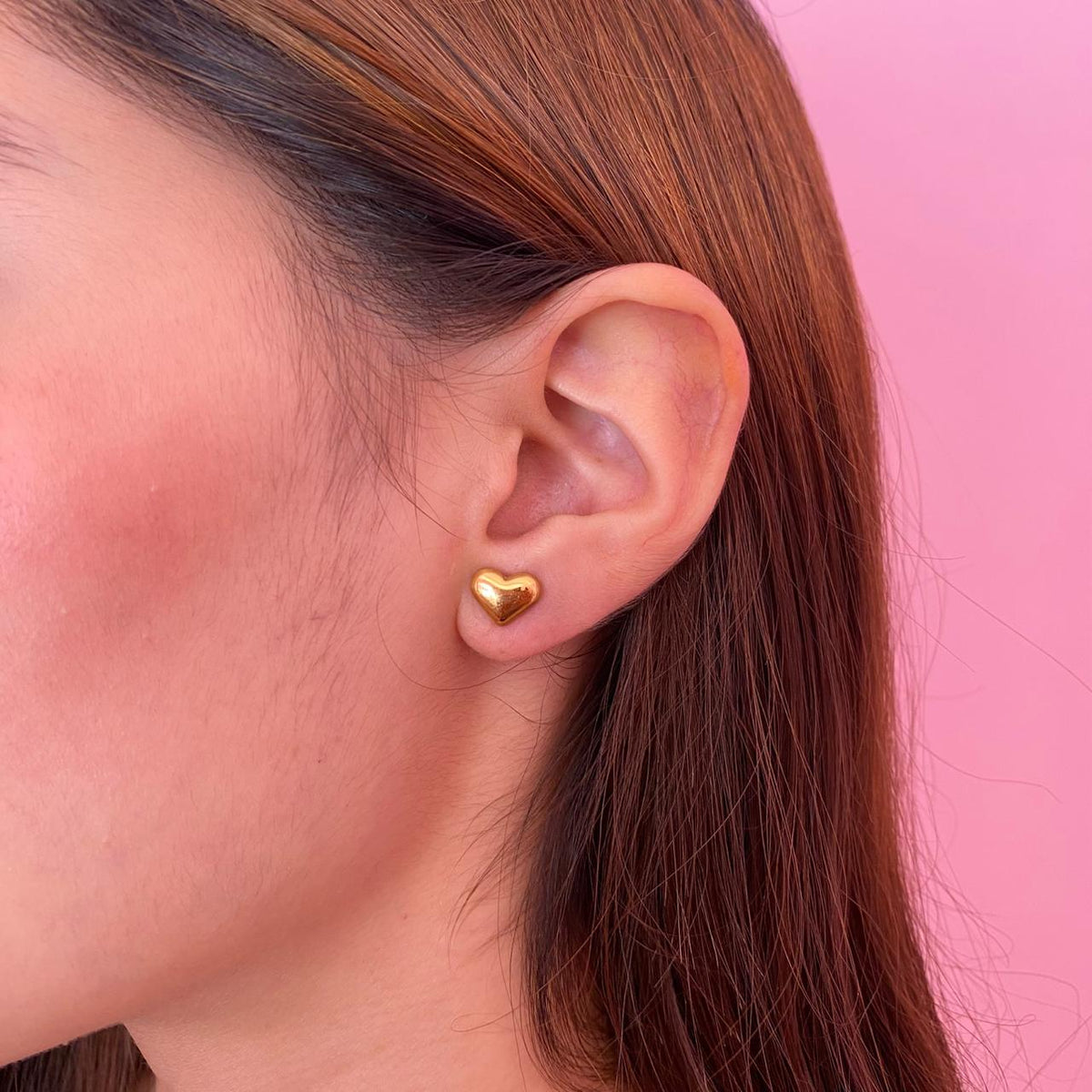 Aretes Corazón Liso Oro
