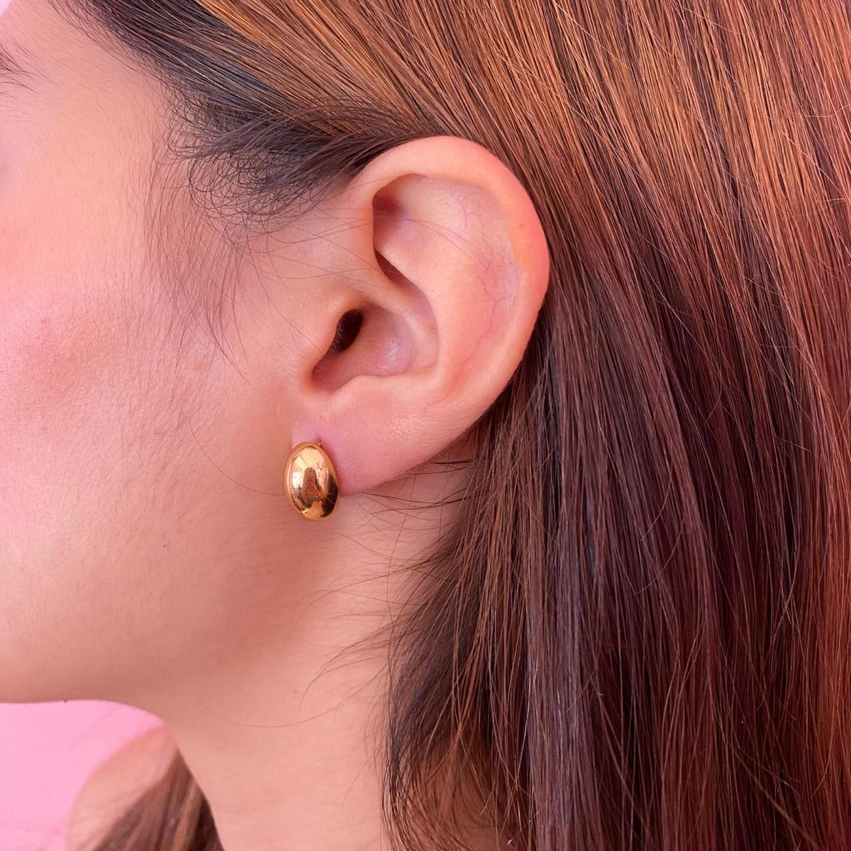 Aretes Botón Ovalado Oro