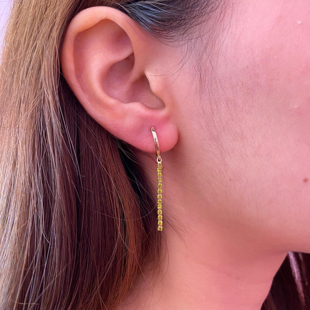 Arracadas Barra Cristal Amarillo