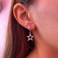 Arracadas Estrella Calada Rosa
