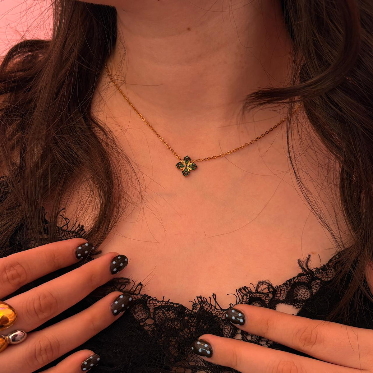 Collar Trébol Esmeralda