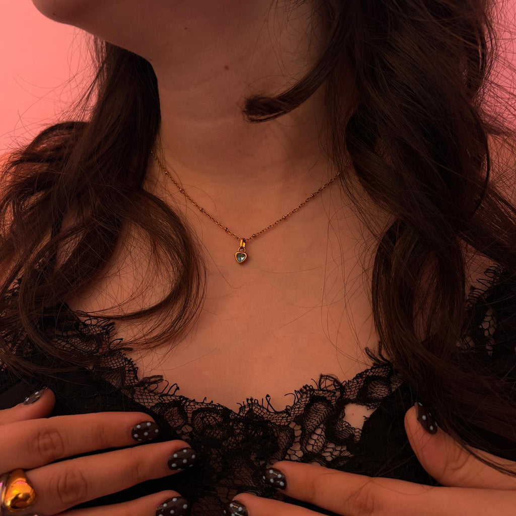 Collar Corazón Aqua