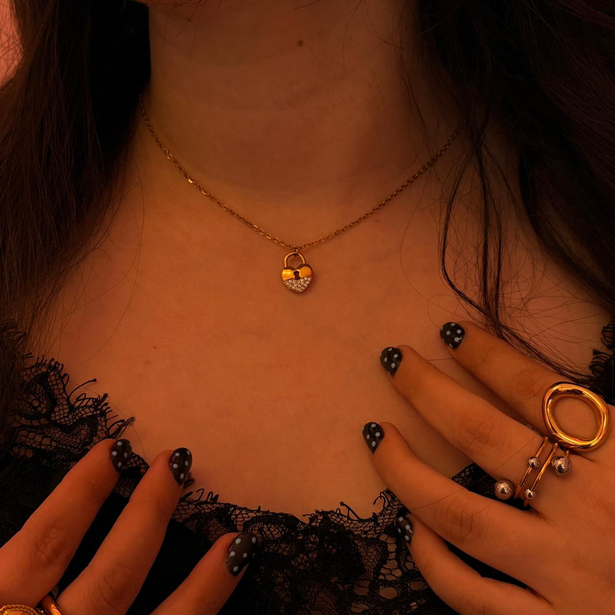 Collar Candado Corazón Dorado