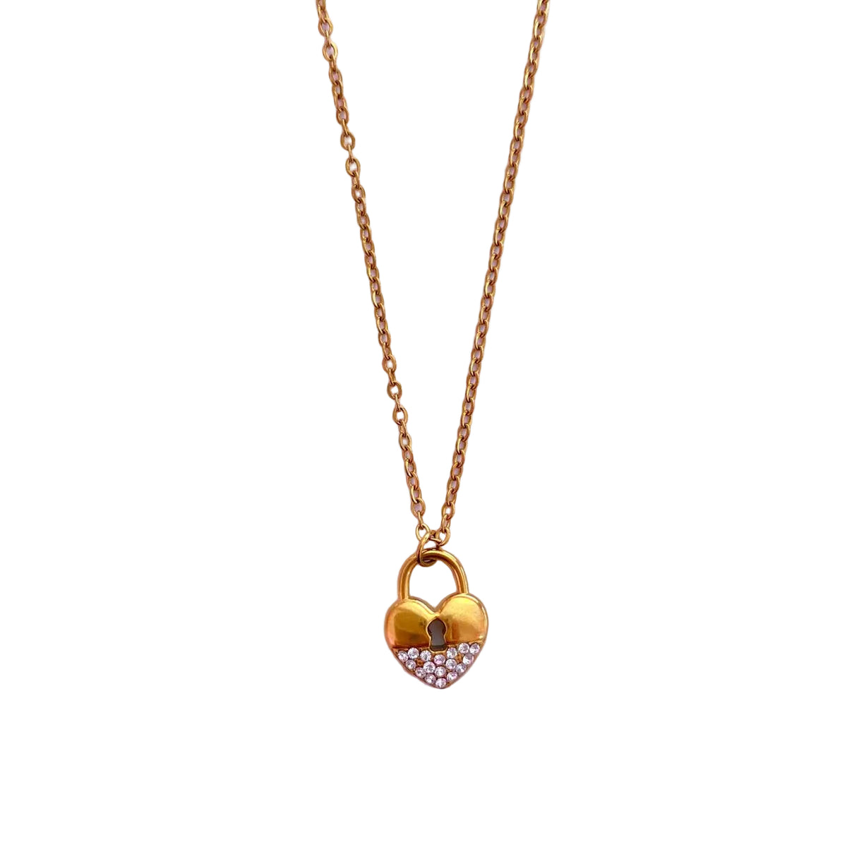 Collar Candado Corazón Dorado