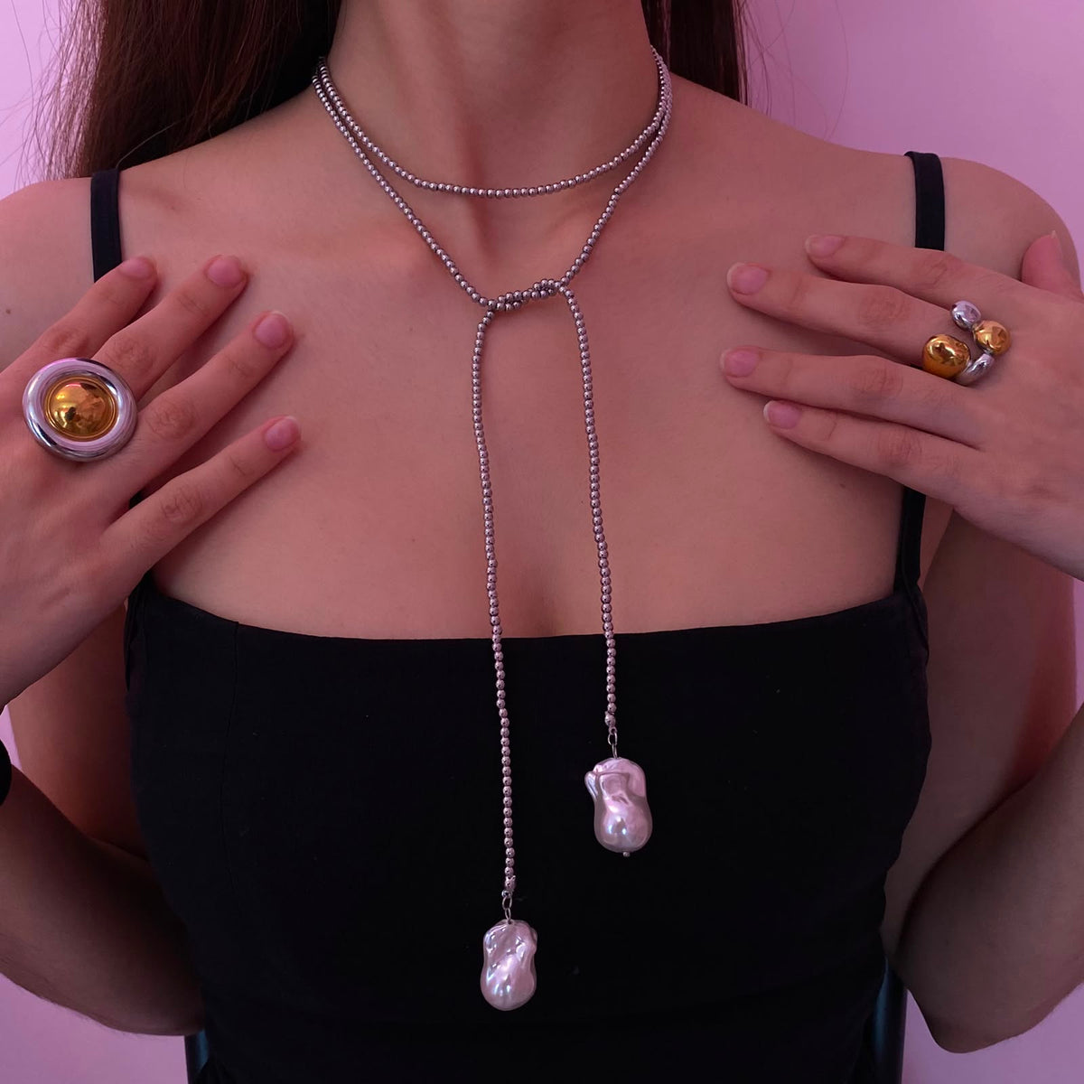 Collar Perlas Barrocas Anudado