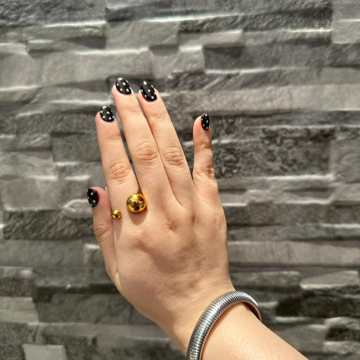 Set Anillos Esferas Dobles